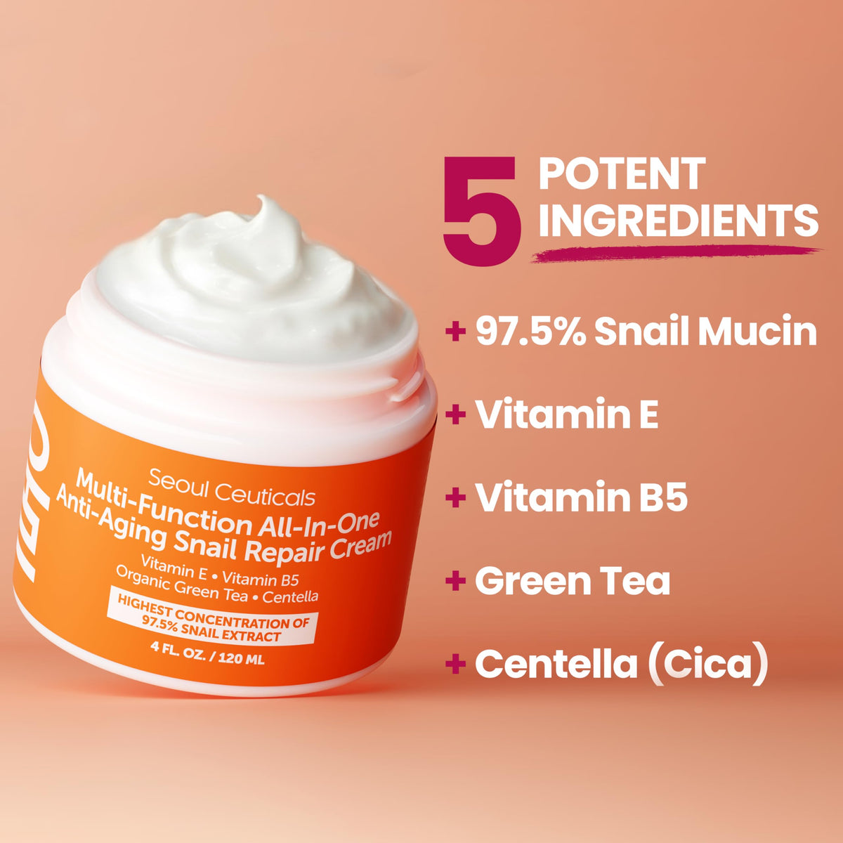 SeoulCeuticals ingredient label closeup highlighting organic and natural blend