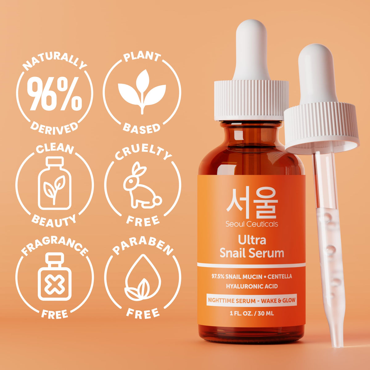 SeoulCeuticals size comparison with hand to show the compact 1oz travel-friendly bottle