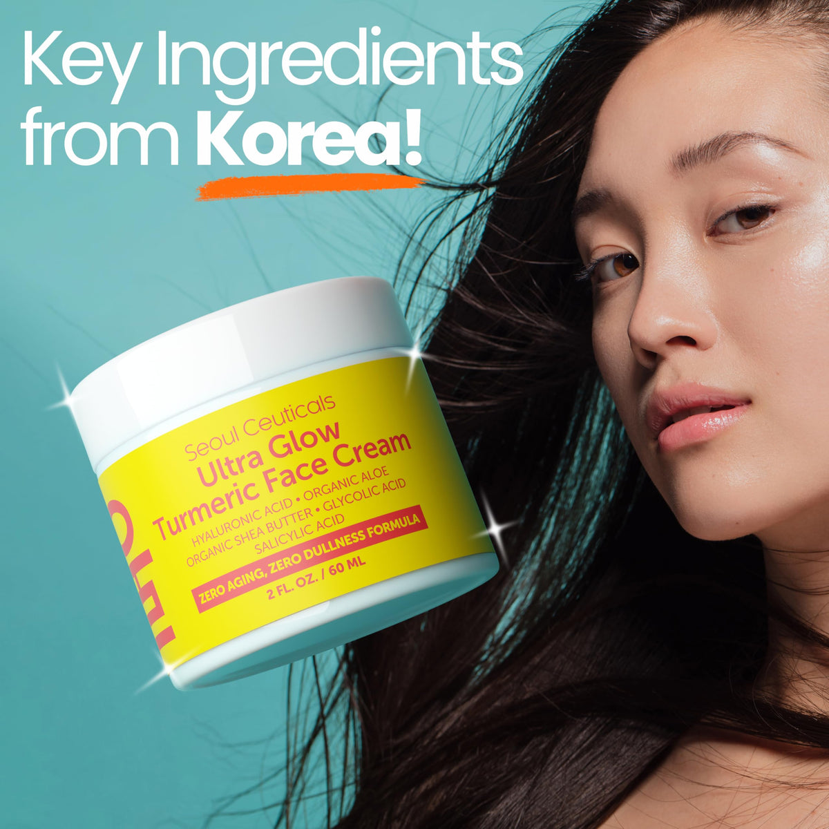 SeoulCeuticals jar next to hand for size scale and travel-friendly benefit