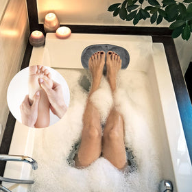 SEPZFTT scrubber in action with foot showing exfoliation and massage benefits