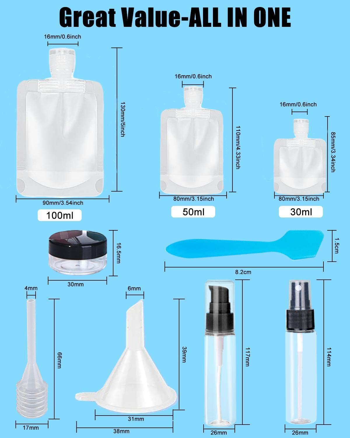 SEQUHITKU stand-up pouches arranged to show sizes and organized packing benefit