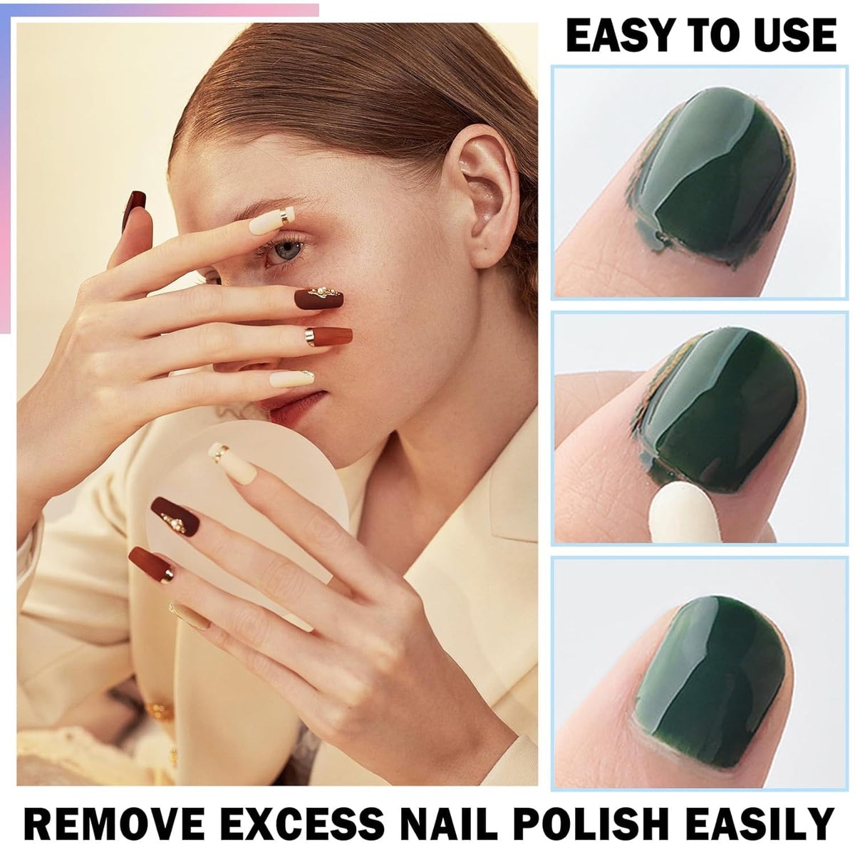 SERADIOO pen cleaning polish at nail edge demonstrating quick tidy benefit