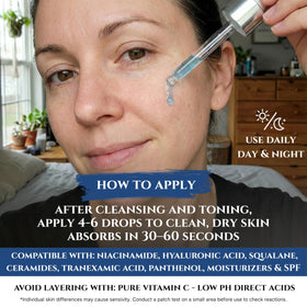 Seraphime serum applied to hand demonstrating fast absorption benefit