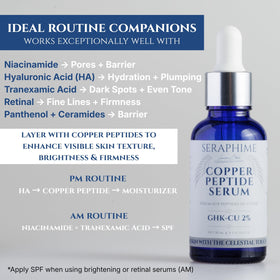 Seraphime bottle beside ruler showing 1 fl oz size and travel-friendly benefit