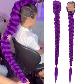 Serena Hair front view purple clip ponytail showing vibrant color and instant style benefit