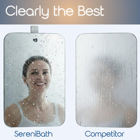 SereniBath label and hook showing easy-installation and durable materials benefit