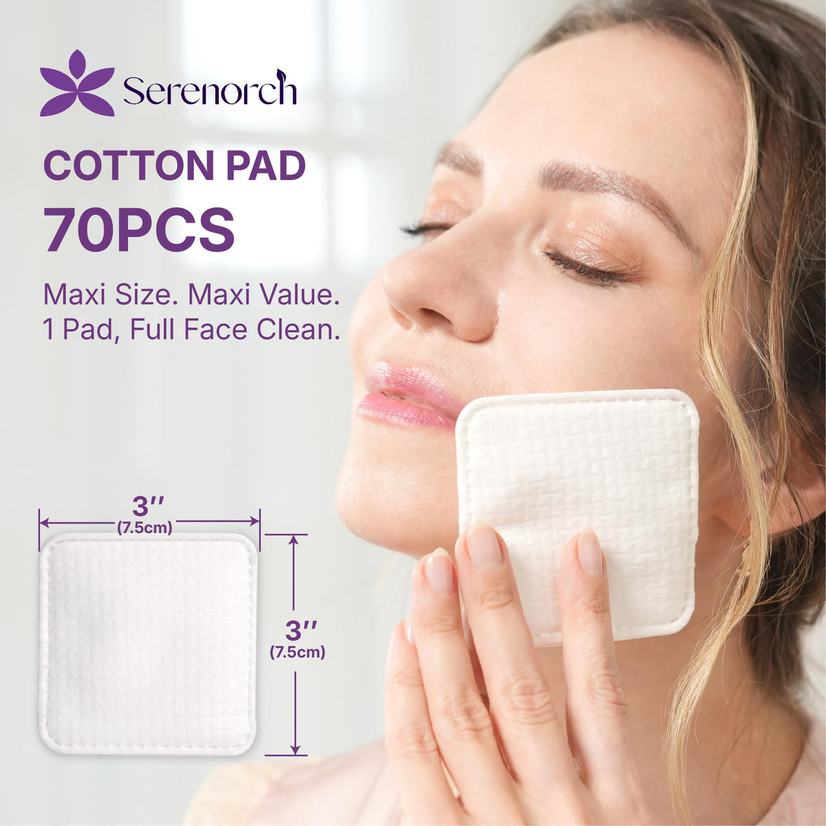 Serenorch close-up of pressed pad texture highlighting smooth lint-free surface and gentle feel