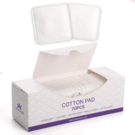 Serenorch front packaging showing 70 cotton pads and dust-proof box, clean storage benefit