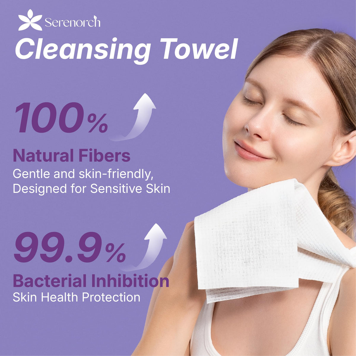 Serenorch single 10x12 towel laid flat highlighting size benefit