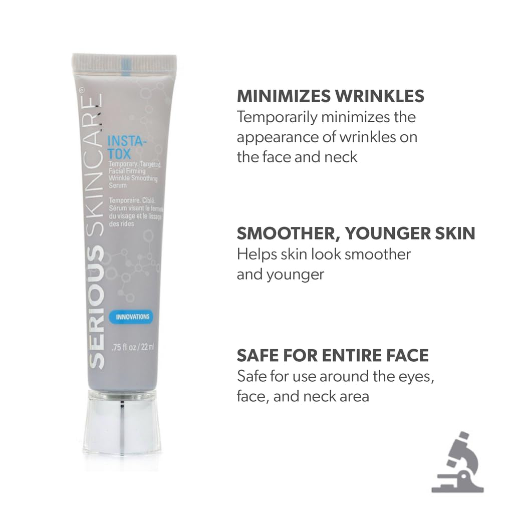 Serious Skincare INSTA-TOX cap and label close-up showing ingredient clarity