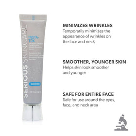 Serious Skincare INSTA-TOX cap and label close-up showing ingredient clarity