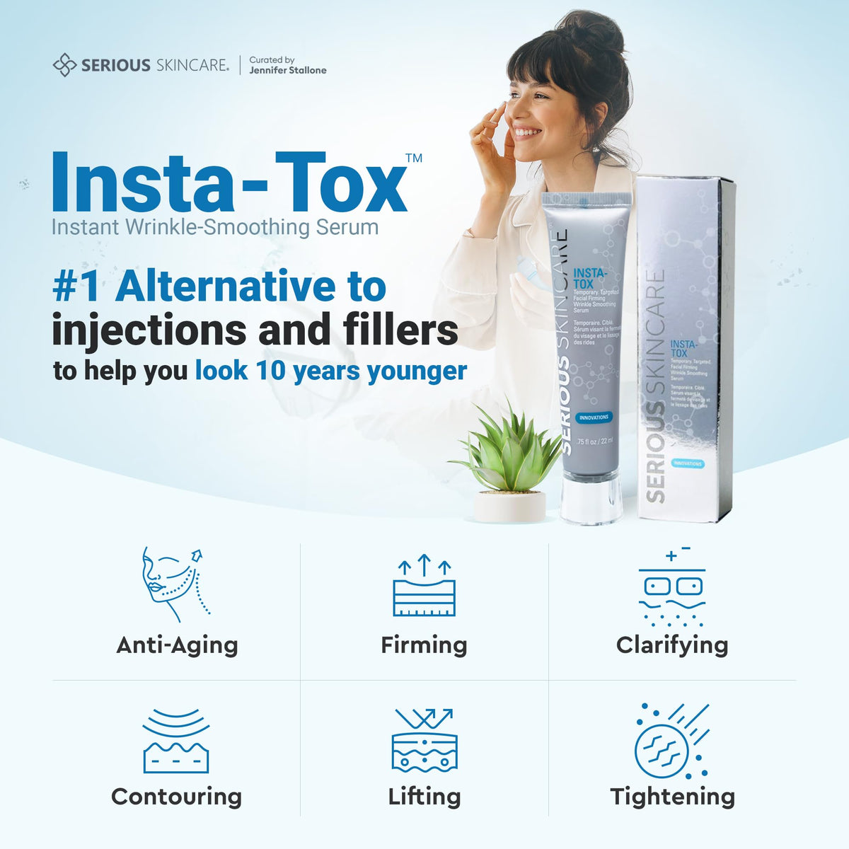 Serious Skincare INSTA-TOX forehead before and after blurred wrinkles