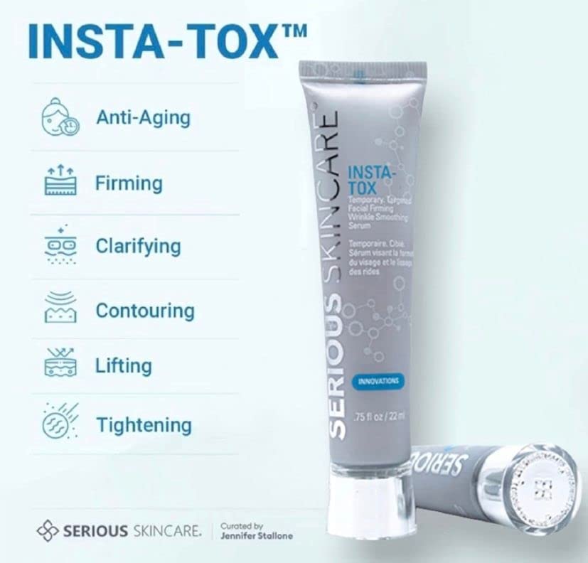 Serious Skincare INSTA-TOX pipette dispensing serum highlights precise application and quick results