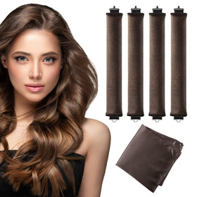 Seritant front packaging showing roller set and satin scarf, promotes easy overnight styling