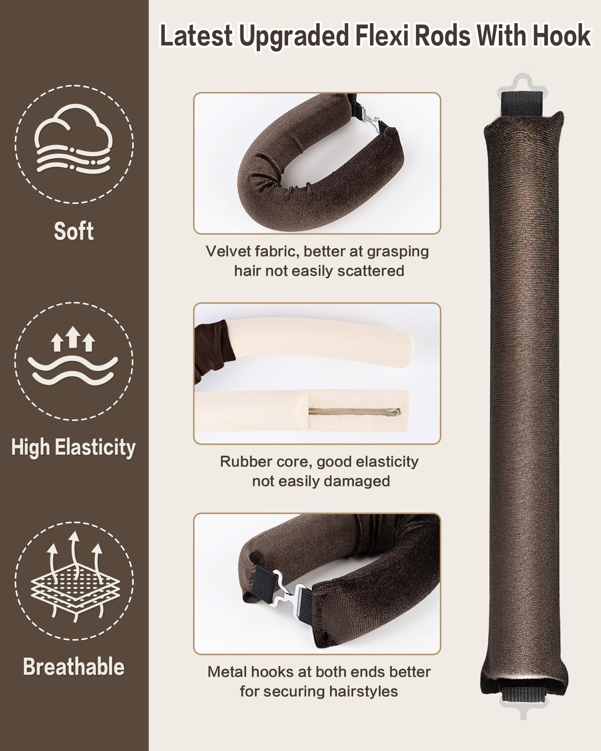 Seritant rollers wrapped in long hair during styling, creates heatless curls comfortably