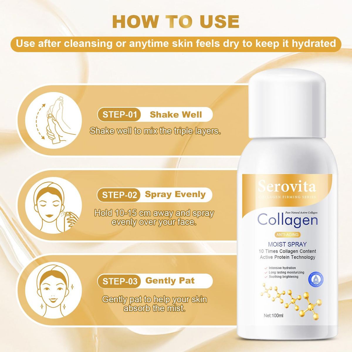 Serovita body use on arm illustrating fast hydration and smoother skin appearance