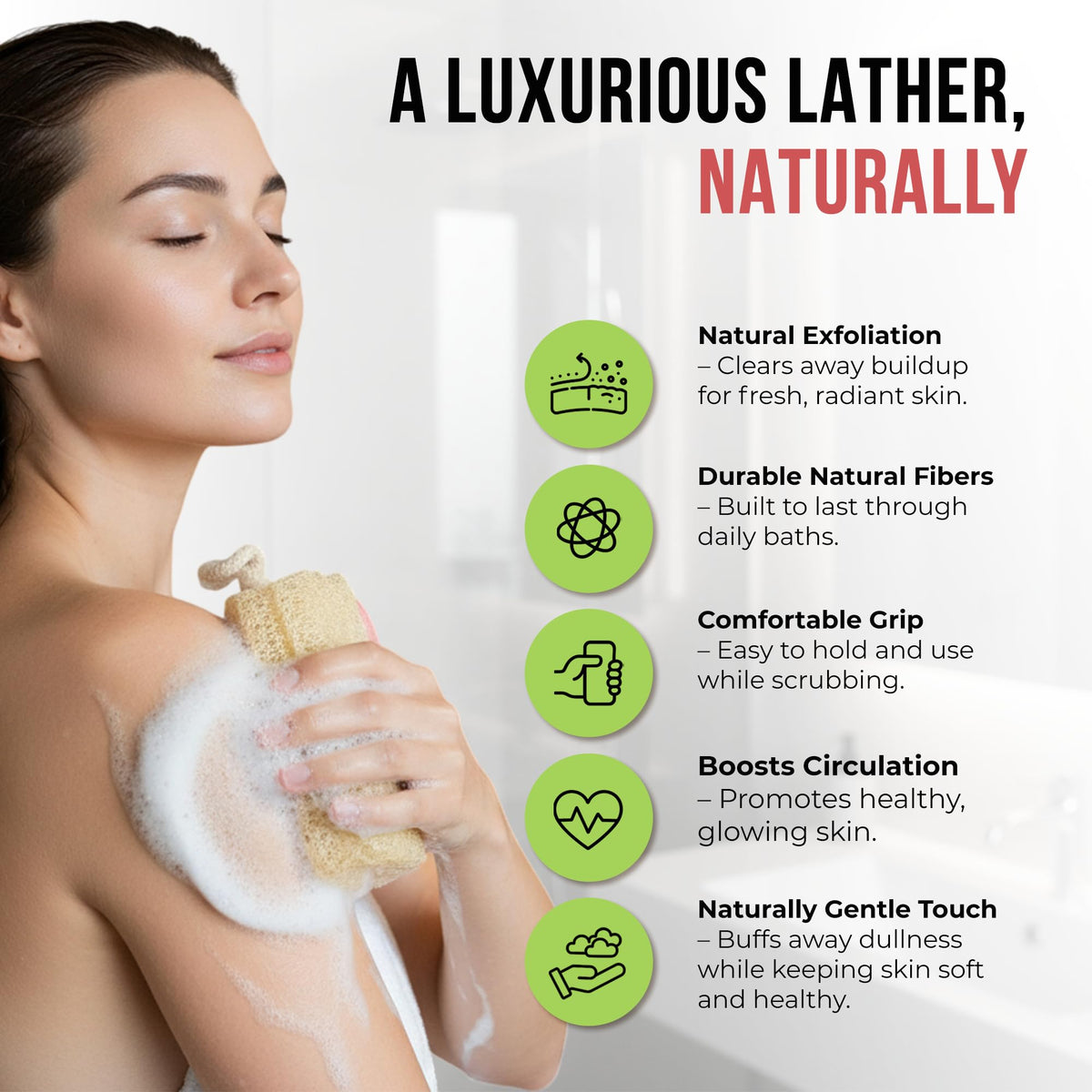 SERRENTO close-up of luffa texture highlighting natural exfoliation benefit