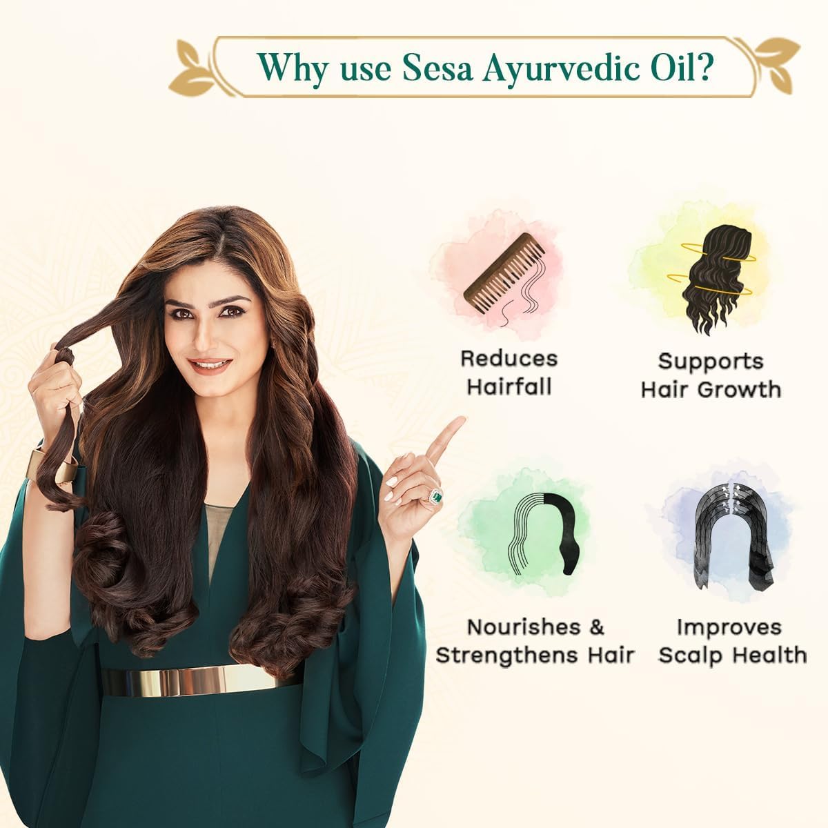 sesa herbs and bhringraj display highlighting natural botanicals for scalp nourishment