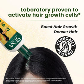 sesa oil texture close-up illustrating lightweight sheen and easy absorption