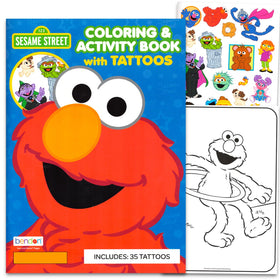 Sesame Street close-up of tattoo sheet and coloring page highlighting detail and creative activity options