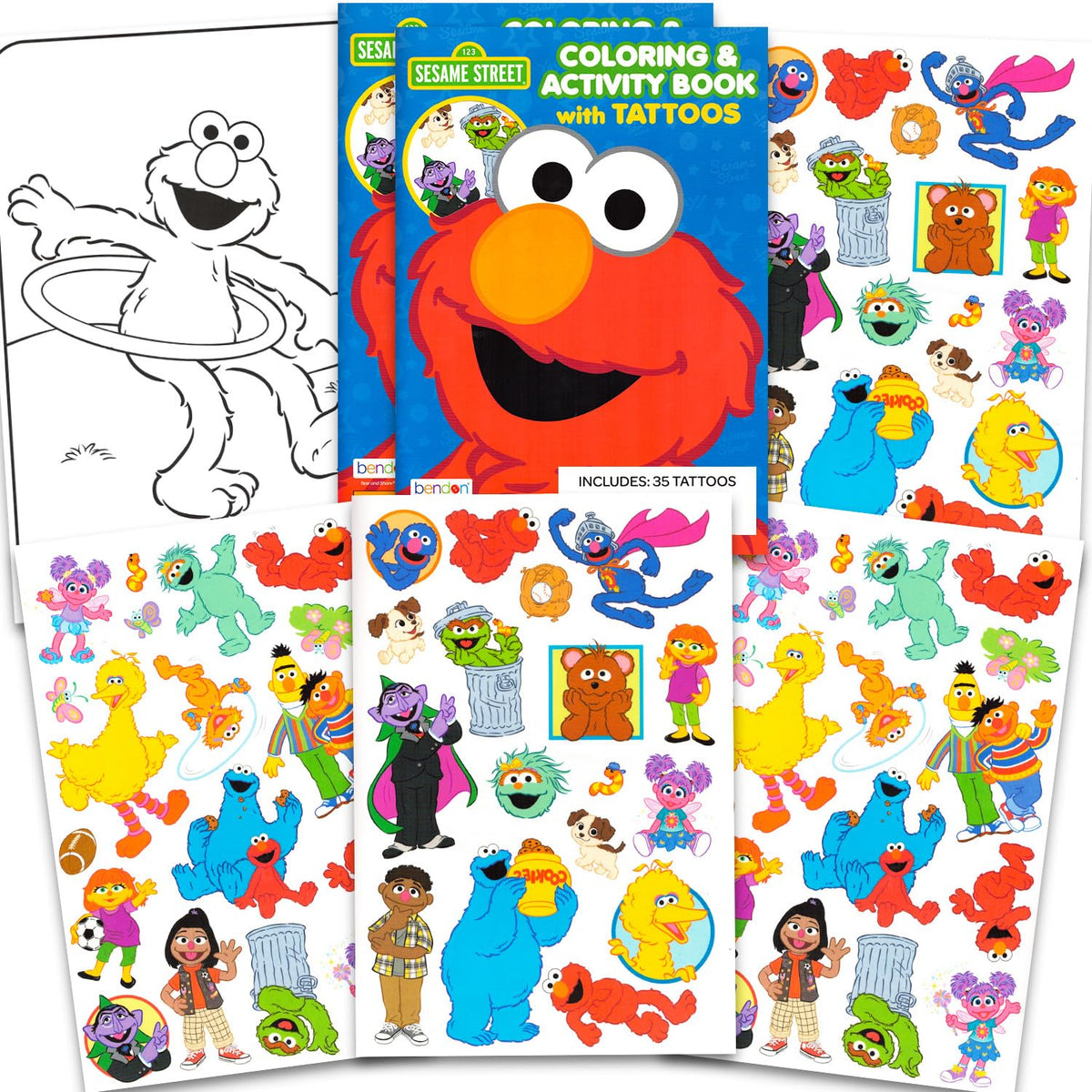 Sesame Street Elmo front packaging showing colorful tattoo sheets and branding for easy party planning