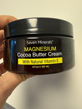 Seven Minerals jar by sink in bathroom lifestyle scene showing daily use