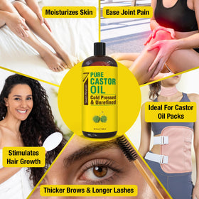 Seven Minerals close-up of thick castor oil texture illustrating purity and richness