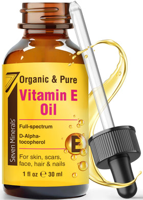 Seven Minerals front bottle showing pure Vitamin E oil for concentrated hydration