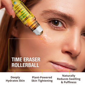 Organic frankincense, jojoba seeds and castor beans staged with Seven Minerals bottle highlighting clean botanicals