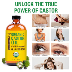 Seven Minerals pouring oil onto hands demonstrating easy application benefit
