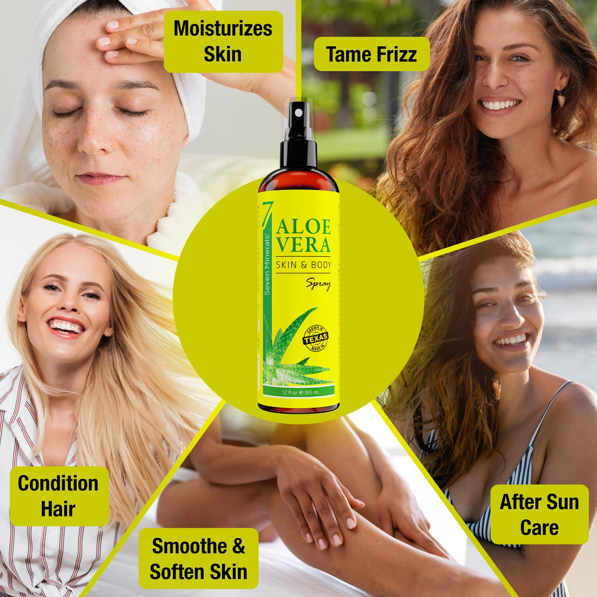 Seven Minerals gel droplet texture highlighting fresh-cut aloe purity benefit