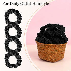 SEVEN STYLE scrunchie in brown around a bun, gentle fit that minimizes pulling