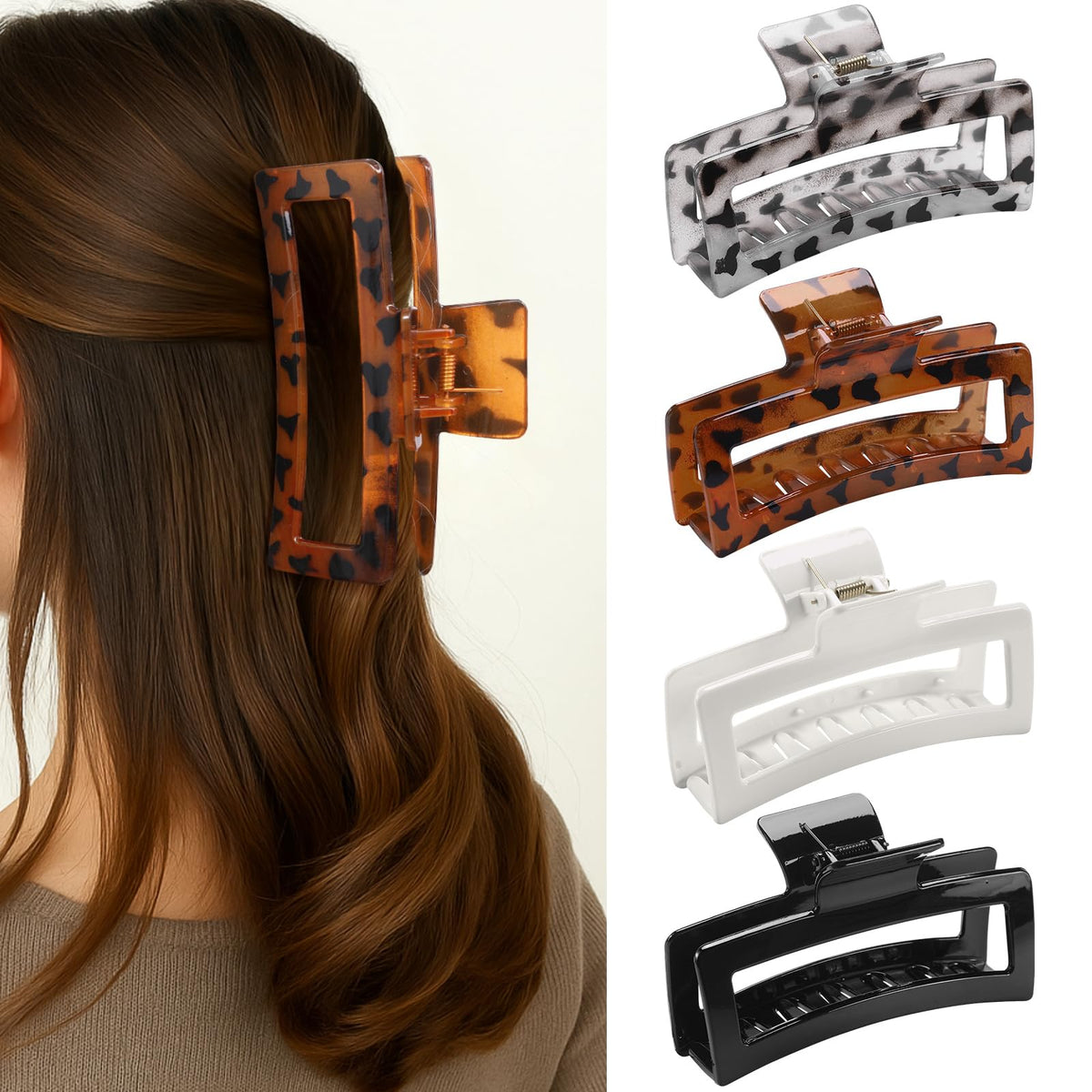 SEVEN STYLE front packaging with four glossy jumbo claw clips, ready for gifting