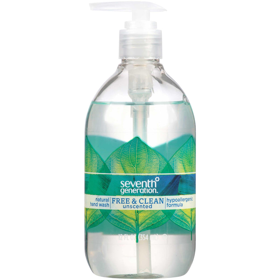 Seventh Generation front label close-up showing unscented benefits and clear ingredients