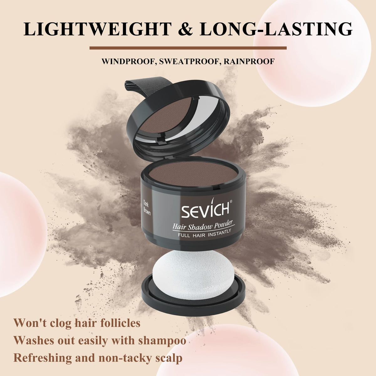 SEVICH applicator puff applying powder for natural-looking hairline benefit