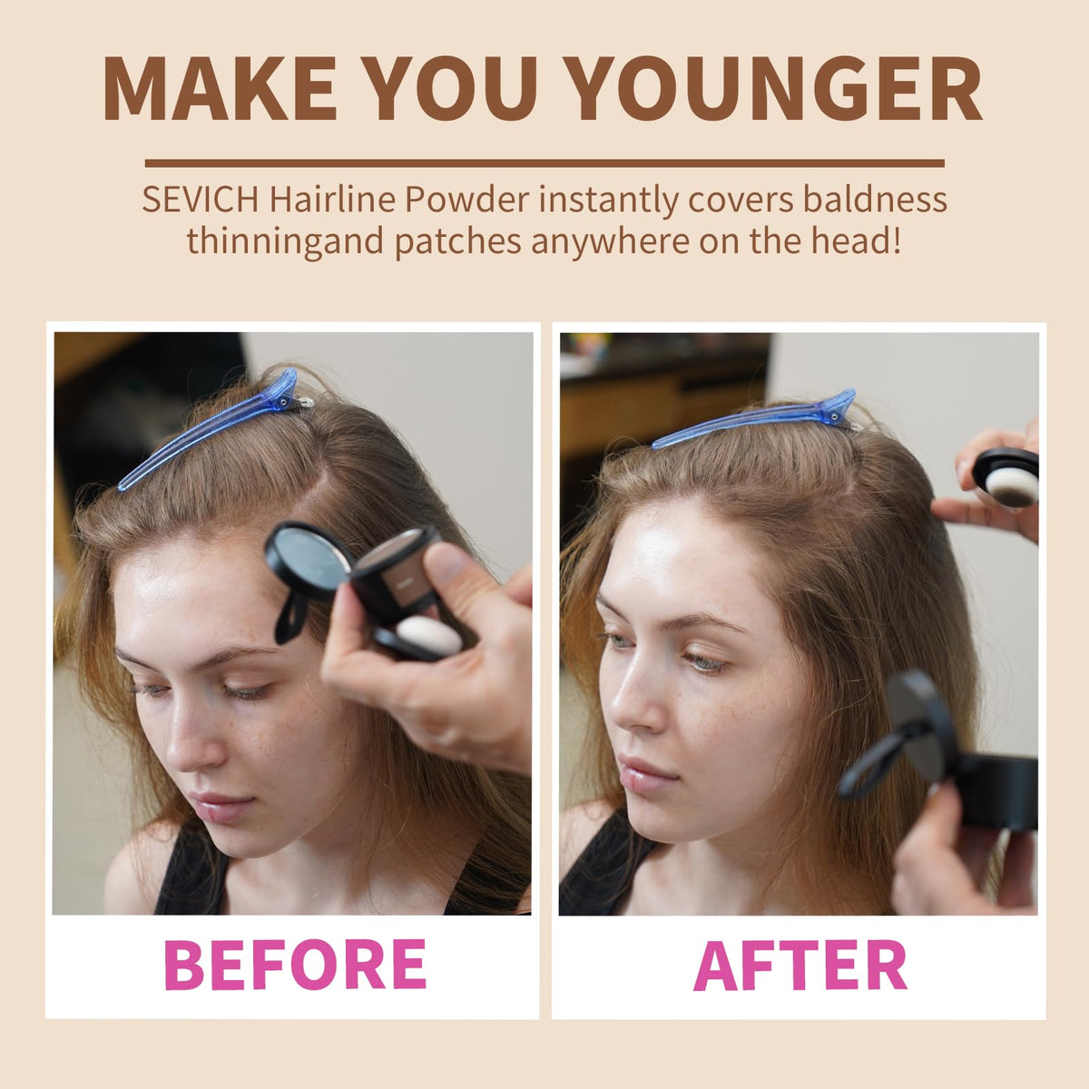 SEVICH open compact with mirror and puff for instant touch-ups on the go