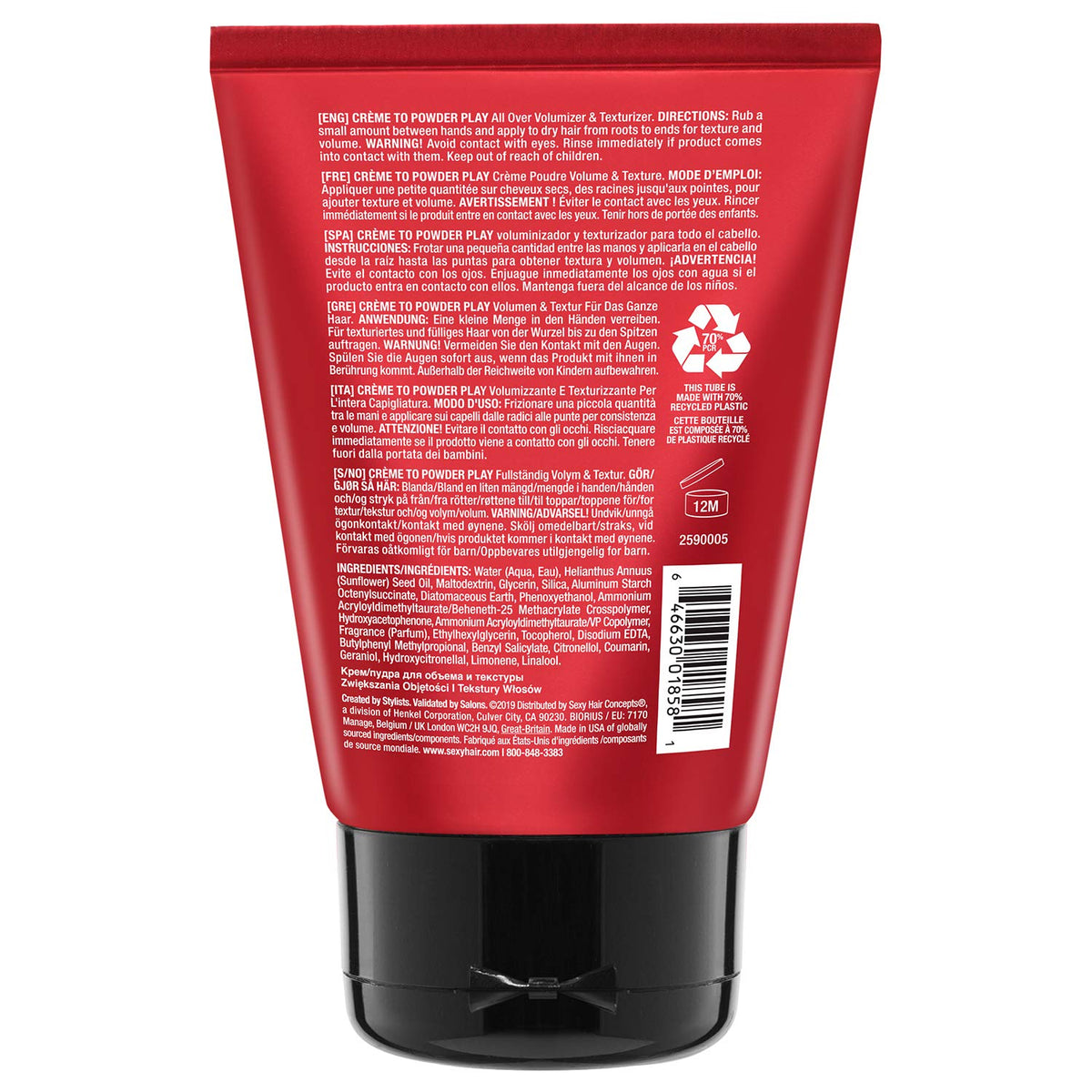 SexyHair Big Creme texture close-up showing crème-to-powder transformation and styling benefit