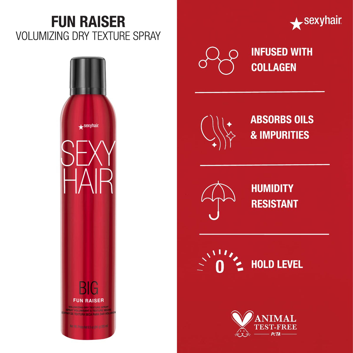 SexyHair Big Fun Raiser spraying into hair for instant lift and freshness