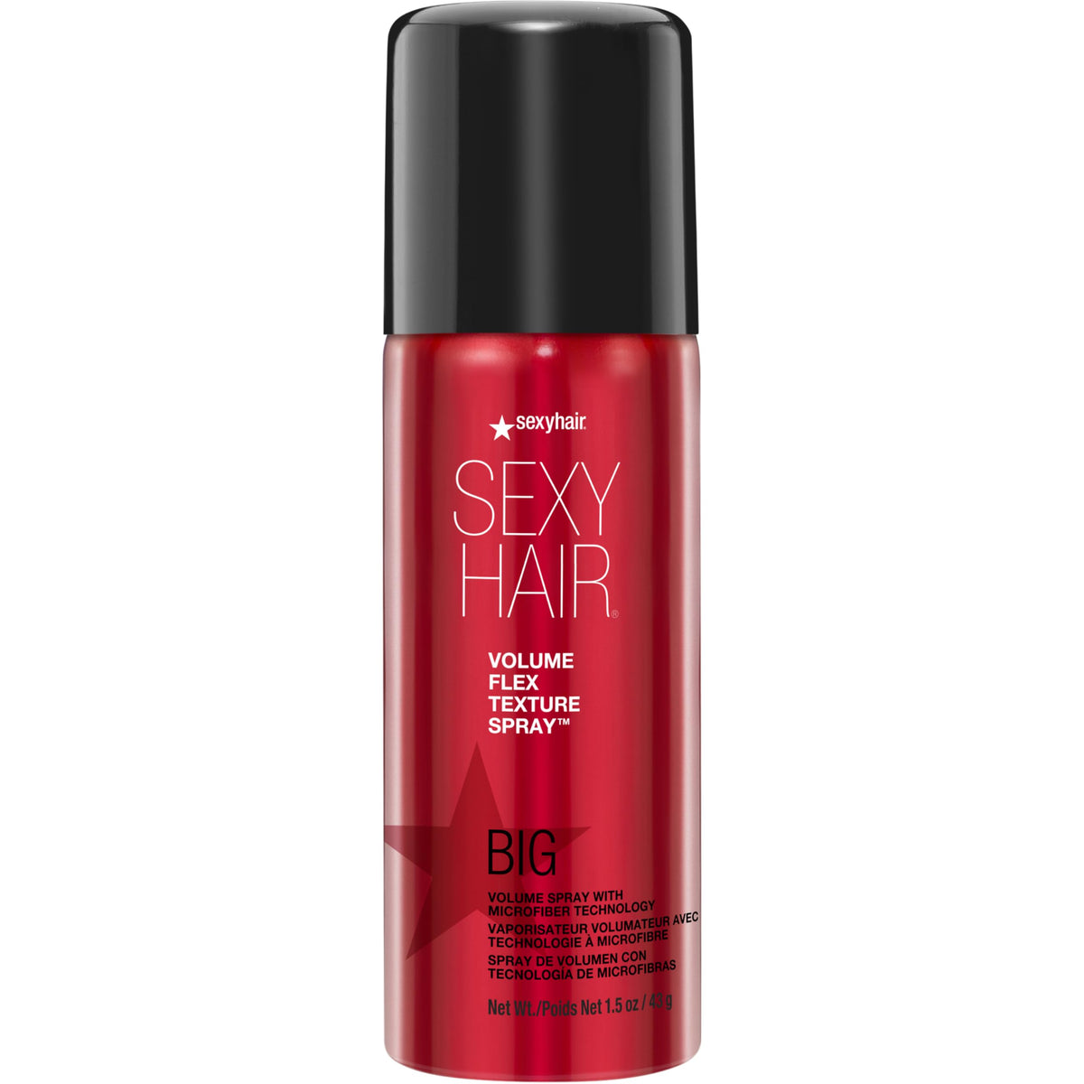 SexyHair front packaging shows compact 1.5 oz bottle and branding for travel-ready volume