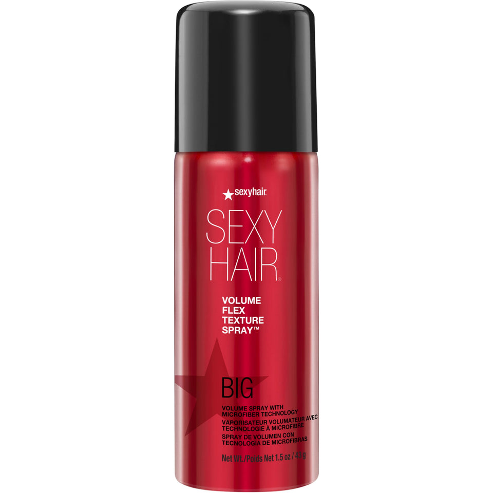 SexyHair front packaging shows compact 1.5 oz bottle and branding for travel-ready volume