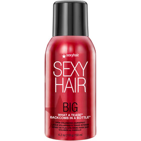 SexyHair front packaging showing firm volumizing hairspray and lash-resistant benefit