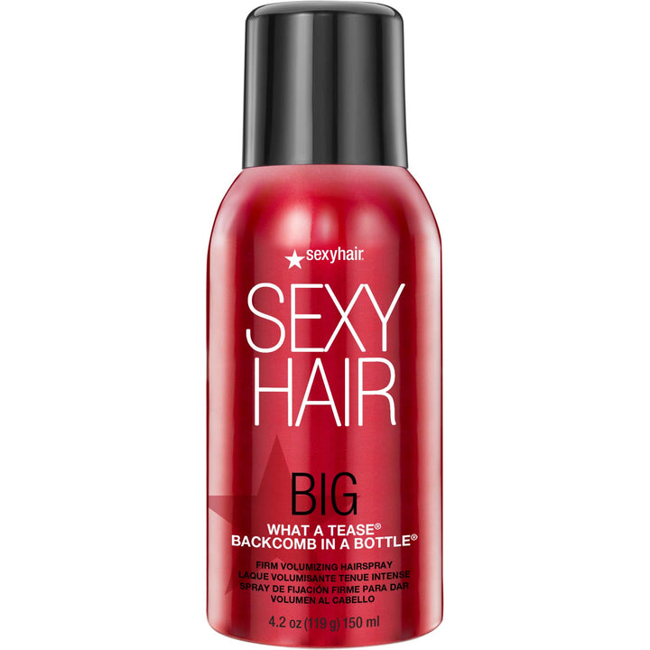 SexyHair front packaging showing firm volumizing hairspray and lash-resistant benefit
