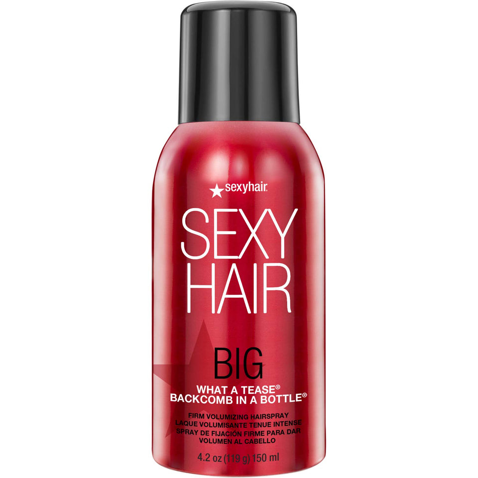 SexyHair front packaging showing firm volumizing hairspray and lash-resistant benefit