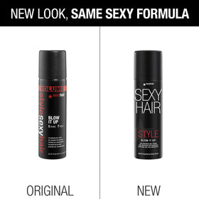 SexyHair Blow It Up applied on damp hair demonstrating easy distribution and lift