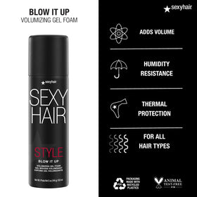 SexyHair Blow It Up close-up at roots showing visible lift and longer hold