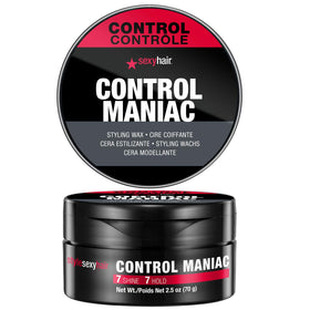 SexyHair Control Maniac front jar showing product and strong hold benefit