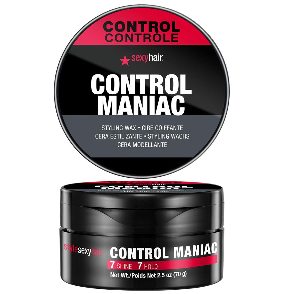 SexyHair Control Maniac front jar showing product and strong hold benefit