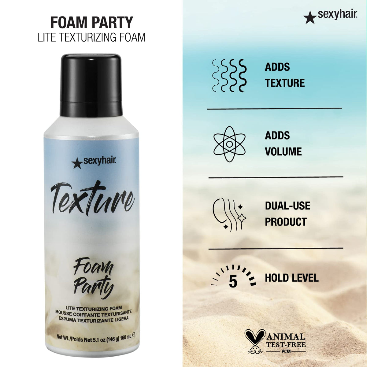SexyHair foam applied during blowdry demonstrating soft beachy finish