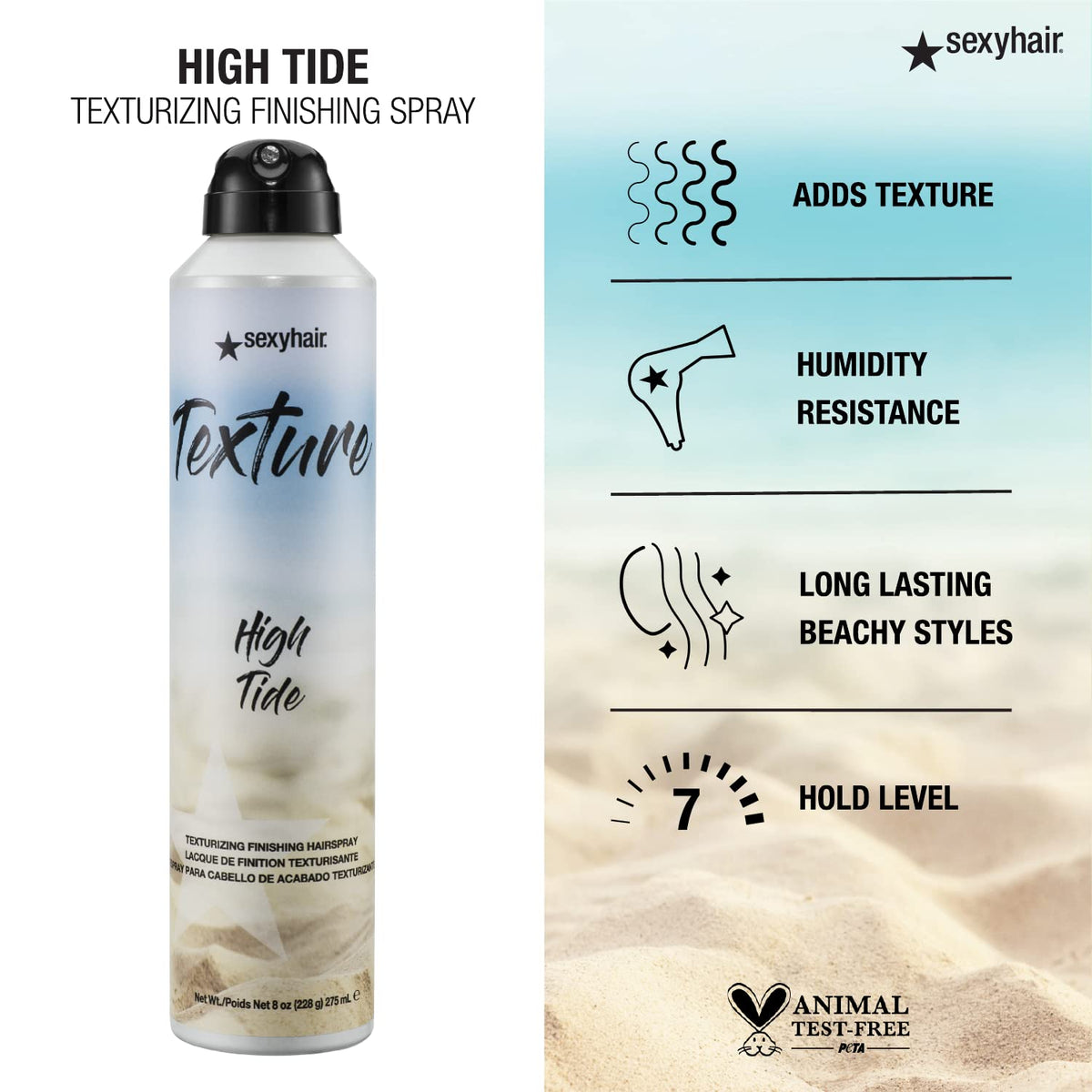 SexyHair spraying High Tide into dry hair demonstrating even mist and immediate texture boost