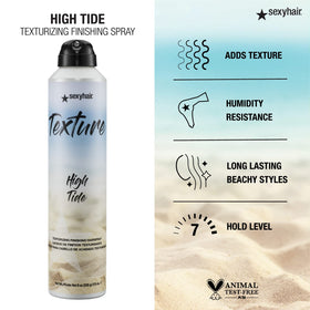 SexyHair spraying High Tide into dry hair demonstrating even mist and immediate texture boost